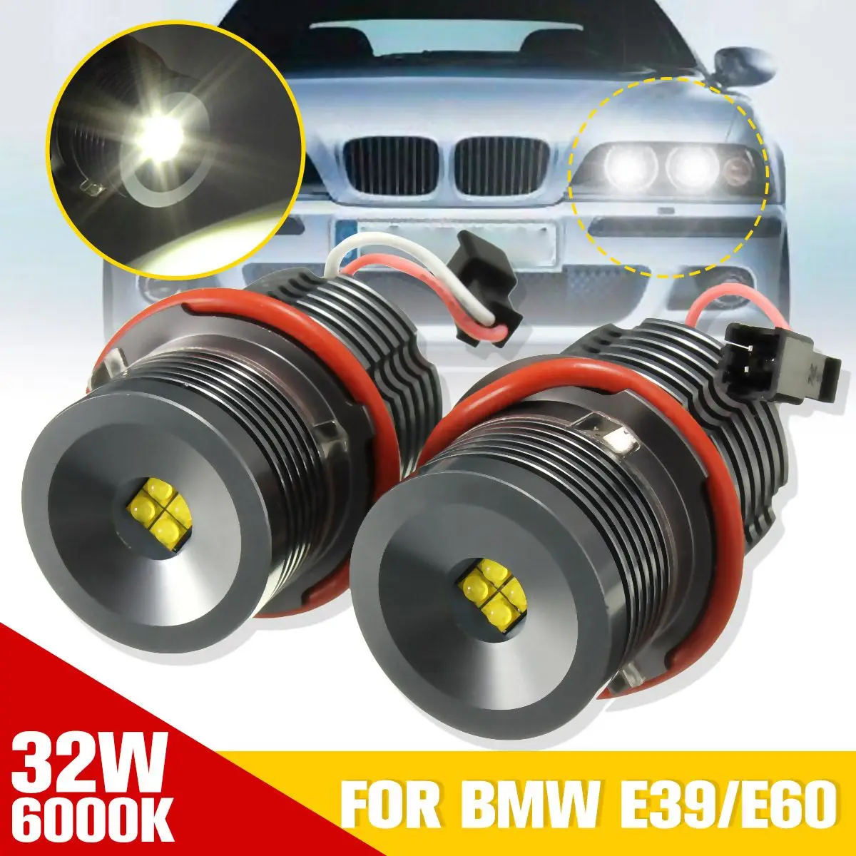 2 шт. 32 Вт 6000K светодиодный Ангел маркер для подводки глаз лампы для BMW 5-series E39 E60 525i, 525xi, 530i, 530xi, 545i, 550i M5 E83 X3 E53 X5