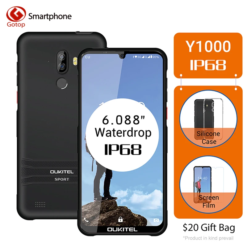 OUKITEL Y1000 2 ГБ 32 ГБ 2 карты смартфон Android9.0 MT6580P четырехъядерный 6,08 ''19,5: 9 отпечатков пальцев распознавание лица мобильный телефон
