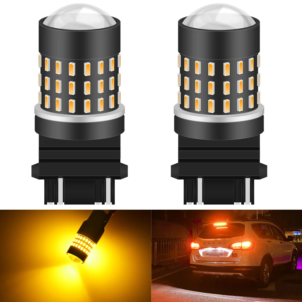 

2x T25 3157 Светодиодная лампа P27/7 Вт P27W 3156 светодиодная сигнальная лампа стоп-сигнал задний фонарь для Hyundai Lada Renault Kia Toyota Nissan Ford Янтарный