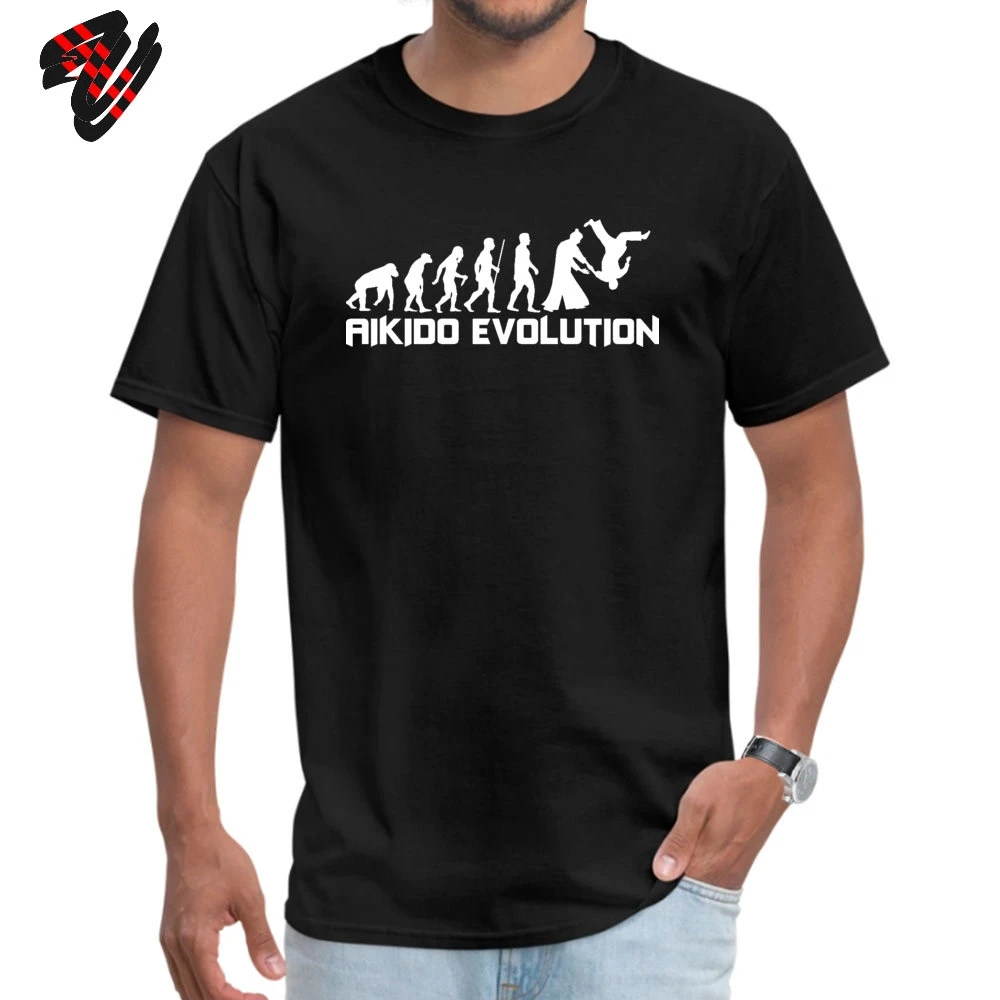 Aikido Evolution хлопковая ткань мужские футболки с короткими рукавами уличные футболки на День отца Топ для отдыха футболка простой с круглым воротом Футболка - Цвет: Black