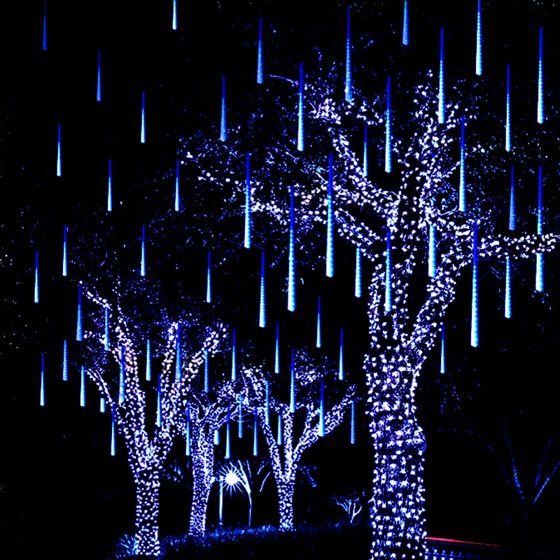 Новые 50 см Метеоритный дождь Дождь трубки гирлянды AC220V светодиодные Рождество Свадьба Сад Открытый водонепроницаемый декоративные сказочные гирлянды