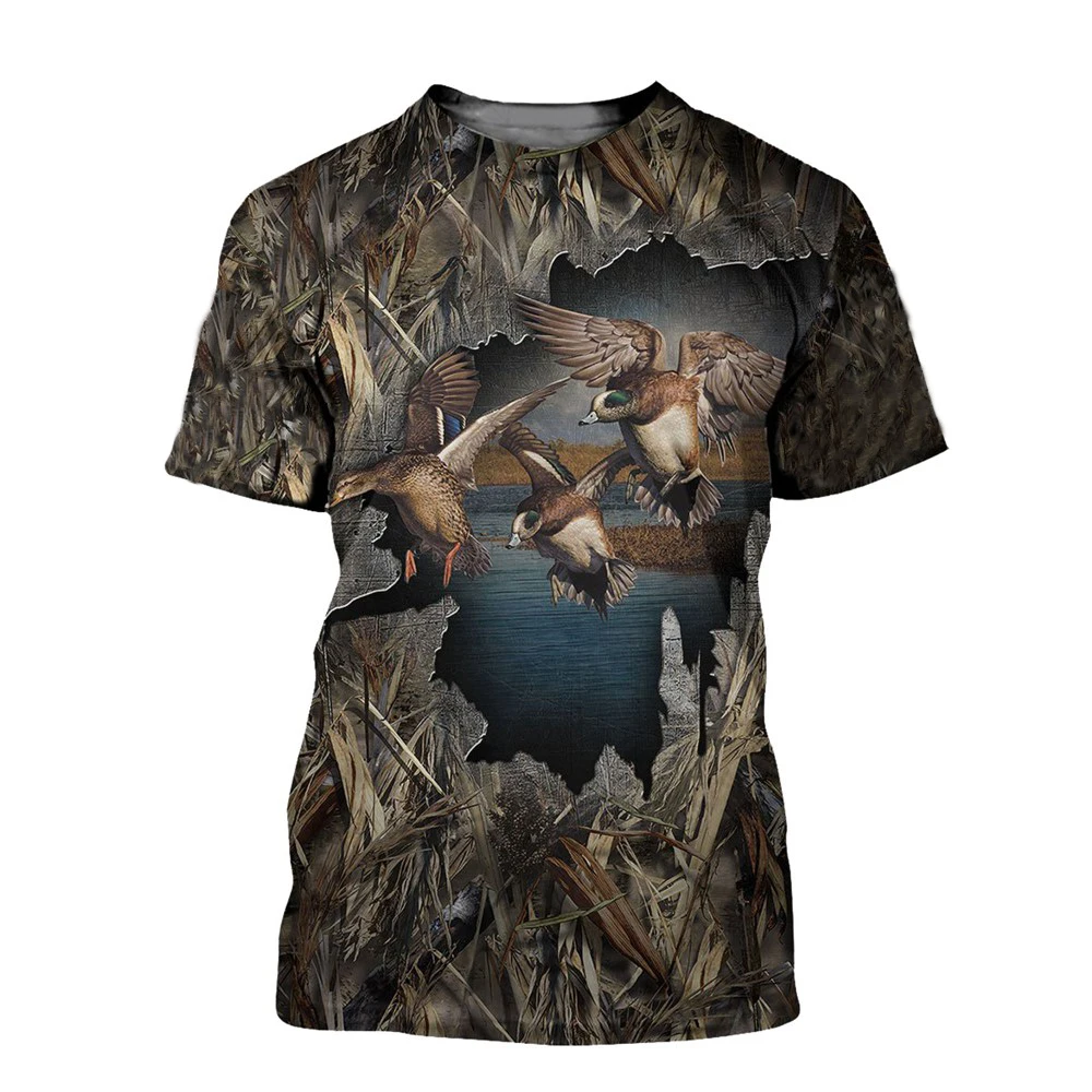 0-Camouflage Jungle Hunting Duck 3D Print T-Shirt Fashion Summer Casual Men's t shirt Funny Women Tee Streetwear Harajuku Clothing (3)