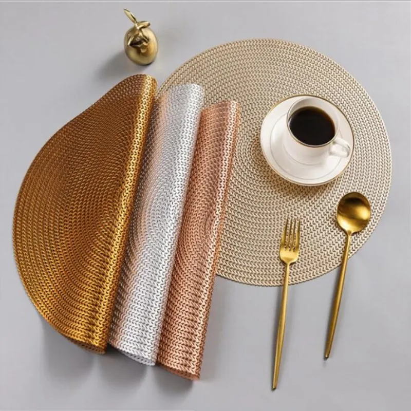 

PVC Placemat Plastic Hollow Dining Table Mat Round Heat Insulation Non Slip Pads Table Bowl Mats Home Decoration 38cm