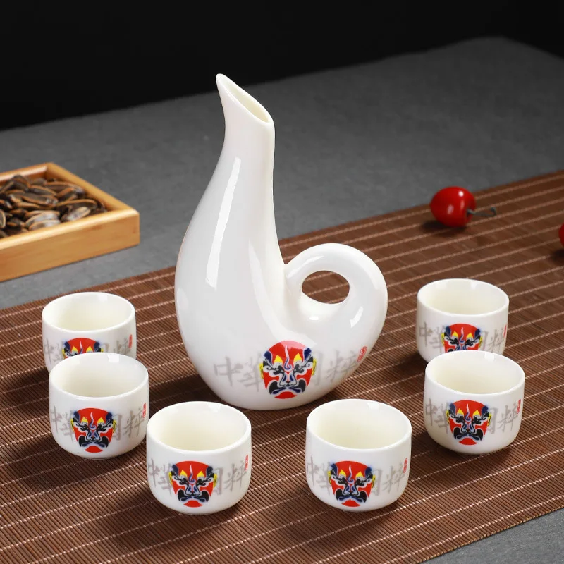 1Pot 6Cups Японский Саке набор креативный керамический винный домашний изоляционный винный стеклянный керамический один горшок шесть чашек Саке белый винный горшок набор барной посуды - Цвет: 1Pot 6Cups