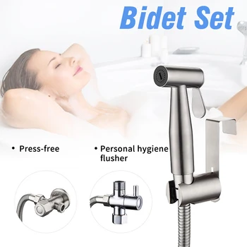 

New Handheld Toilet bidet sprayer set Kit Stainless Steel Hand Bidet faucet for Bathroom hand sprayer shower head self cleaning