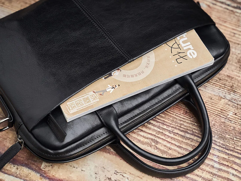 NUPUGOO Business männer Aktentasche Aus Echtem Leder Original Casual Handtasche Männer Schulter Tasche Hohe Qualität Für 14 Zoll Laptop Tasche – Detail 12