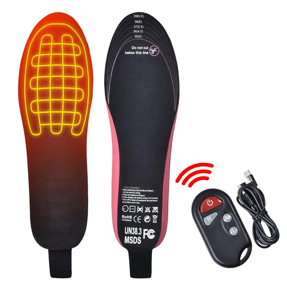 Remote Control Electric Heated Shoe Insoles Sole Foot Warmer Rechargeable 