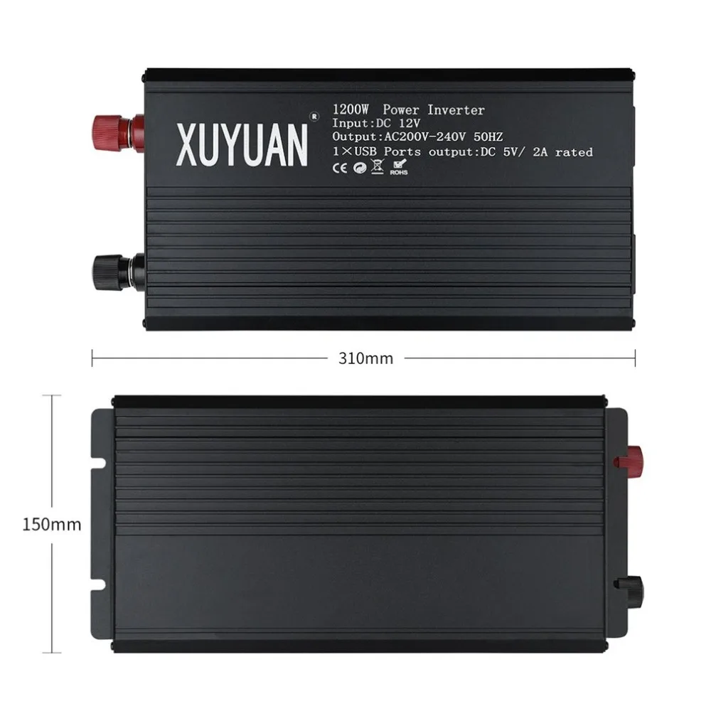 XUYUAN бытовой инвертор 12 V-220 V 1200W трансформатор напряжения цифровой Чистая синусоида Инвертор с кондиционированием