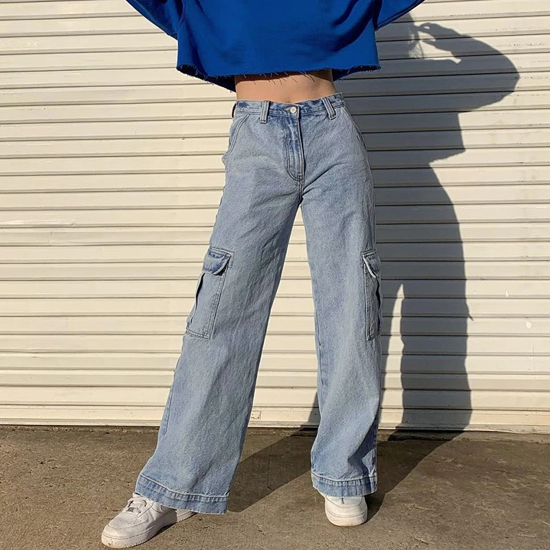 Vintage Trendy Denim Trousers Leisure 