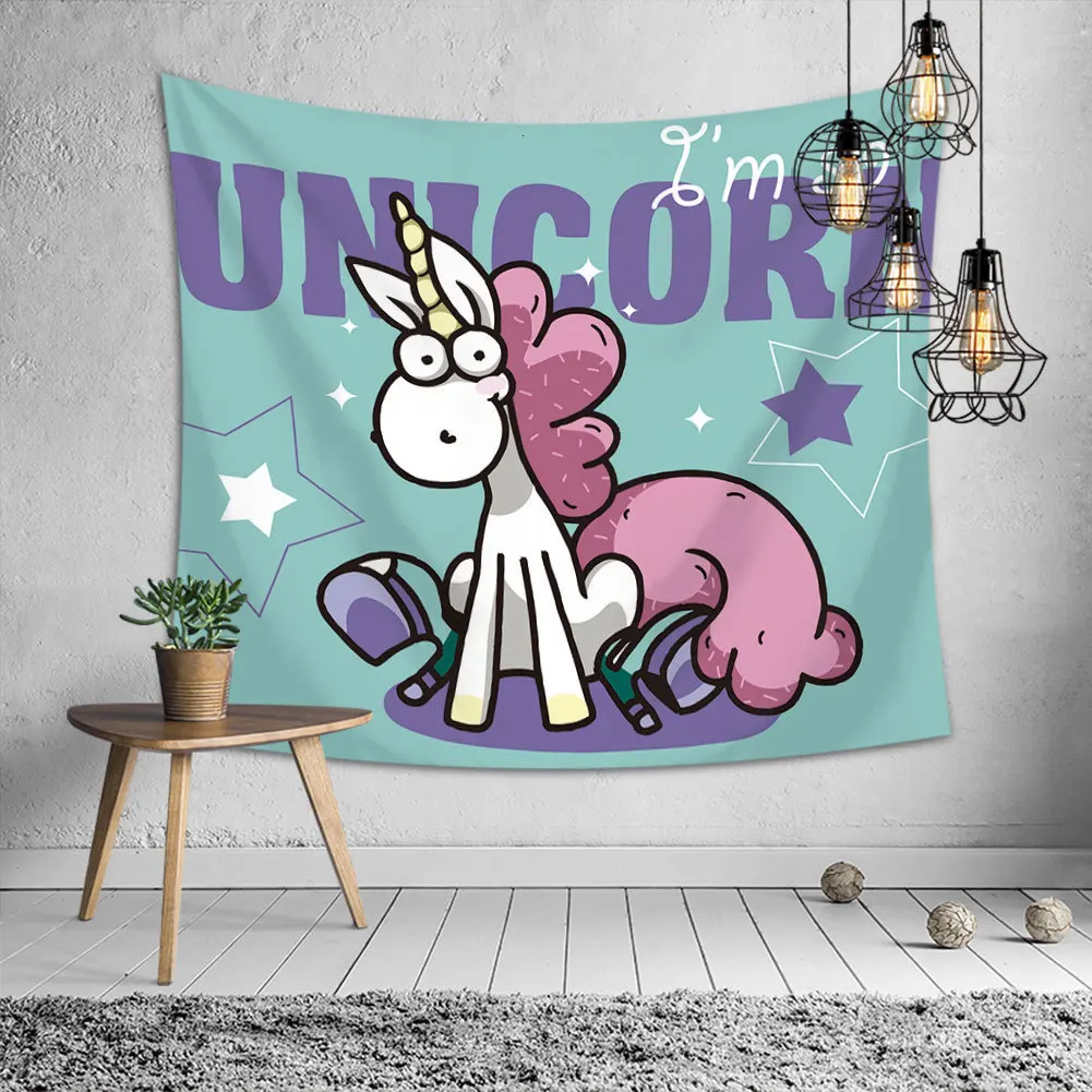 3D цифровая печать мультфильм сладкий Единорог гобелен милые животные Unicornio настенные ковры для детей девочек комнаты украшения дома