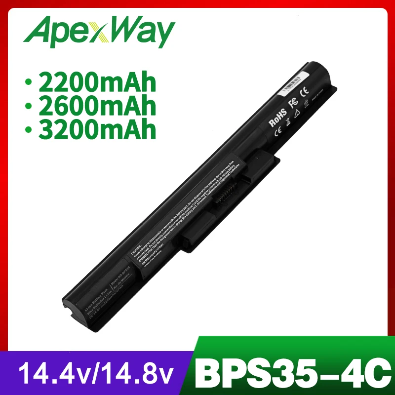 Apexway 14.4v 2200MAH 4 Cells Laptop Battery For Sony VAIO VGP-BPS35 VGP-BPS35A Fit 14E 15E Series
