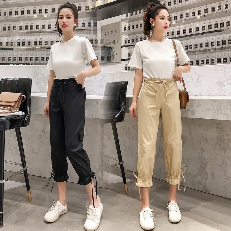 

2019 Summer Wear New Style Korean-style Western Style by Age Slimming Short Sleeve T-shirt Bud Bib Overall Two-Piece Set