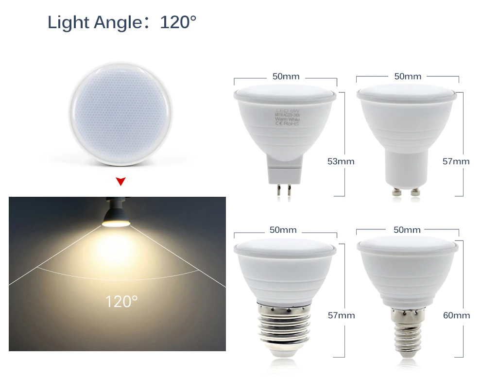 Светодиодный лампы E27 E14 GU10 GU5.3 MR16 светодиодный светильник 6 Вт 220V Светодиодный точечный светильник энергосберегающие дома светильник ing