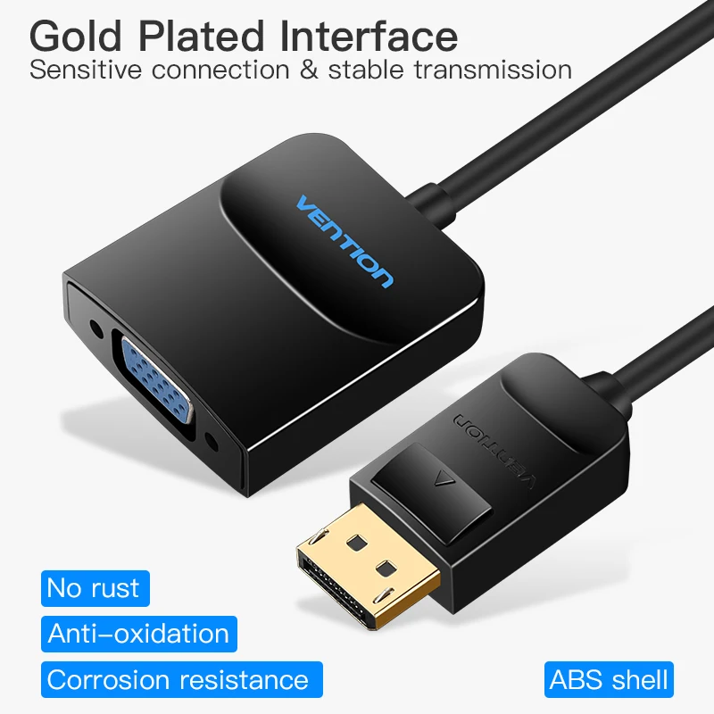 Адаптер Vention DisplayPort VGA 1080P DP адаптер Male Female конвертер для монитора проектора