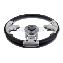12,4 inch 3 спицевое морской катер рулевого колеса для Понтон Лодка Яхта на скоростном катере Шестерни оборудование, Алюминий сплав, черный