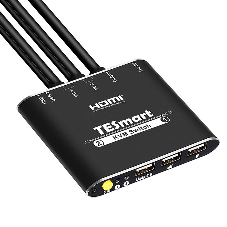 TESmart 2x1 HDMI with USB Port Cables Mouse Keyboard Monitor Video Kvm