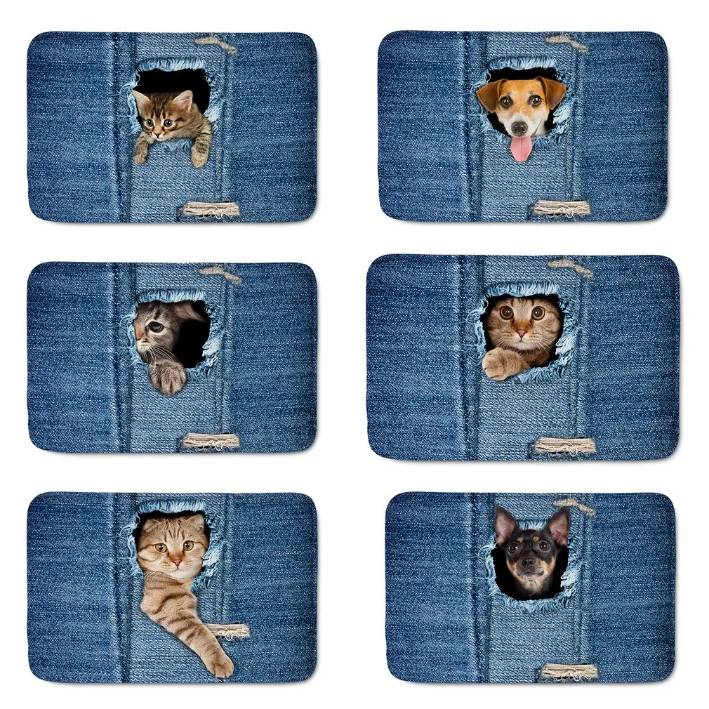 Creative 3D Digital Diy Custom Pattern Cartoon Animal Cowboy Square Flannel Home Bathroom Absorbent Pad