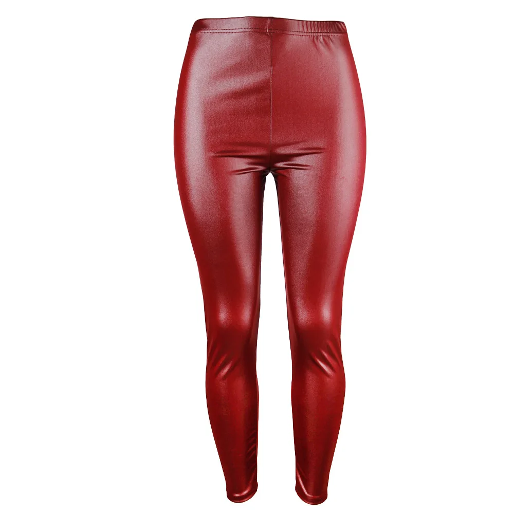 S-5XL New High Waist Elastic Leggings Women Black Red Plus Size Spring PU Pencil Pants Faux Leather Push Up Sexy Legging Female