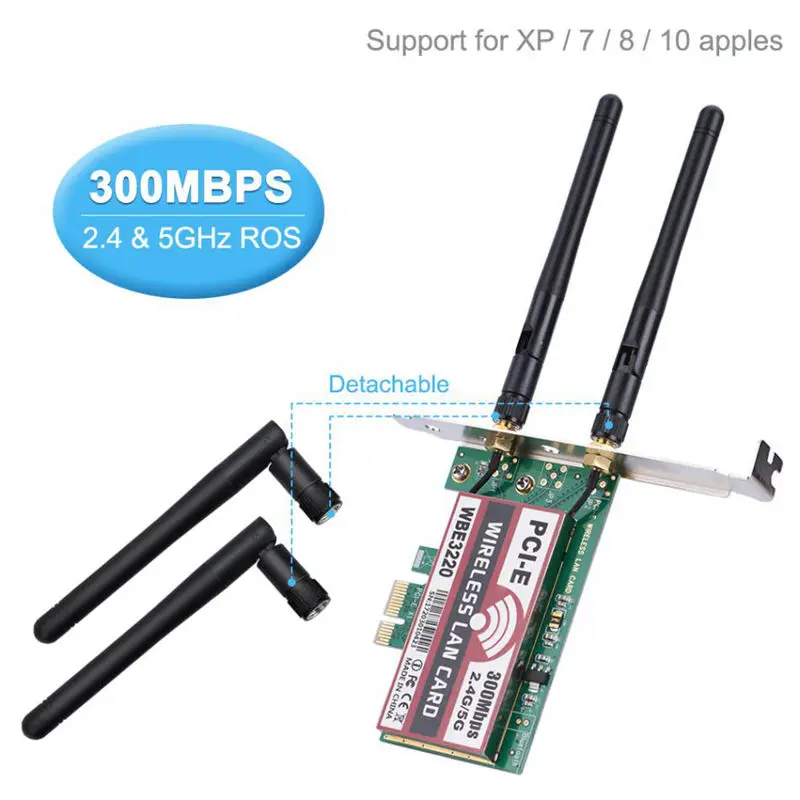 2,4G/5G 300 Мбит/с Pci-E двухдиапазонный Ap беспроводной Wifi Wlan адаптер Беспроводная точка доступа для ноутбука Mac