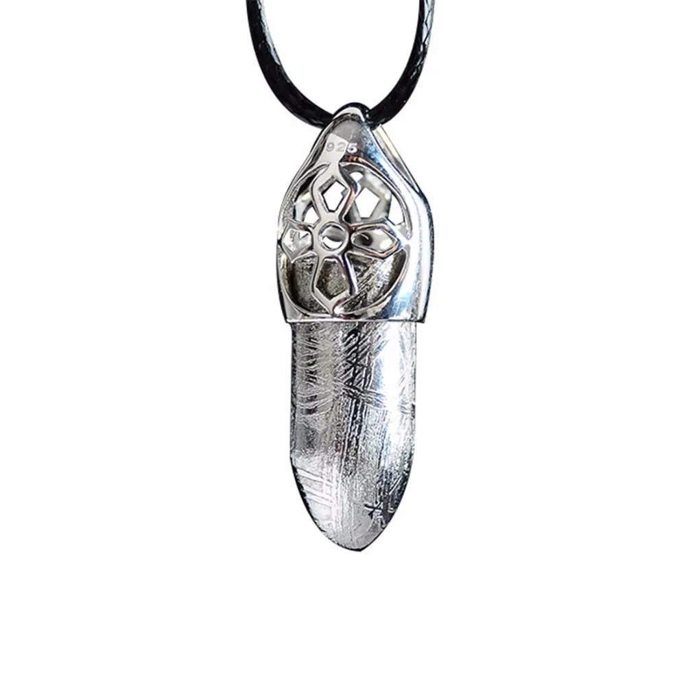 Natural Gibeon Meteorite Moldavite Pendant (1)