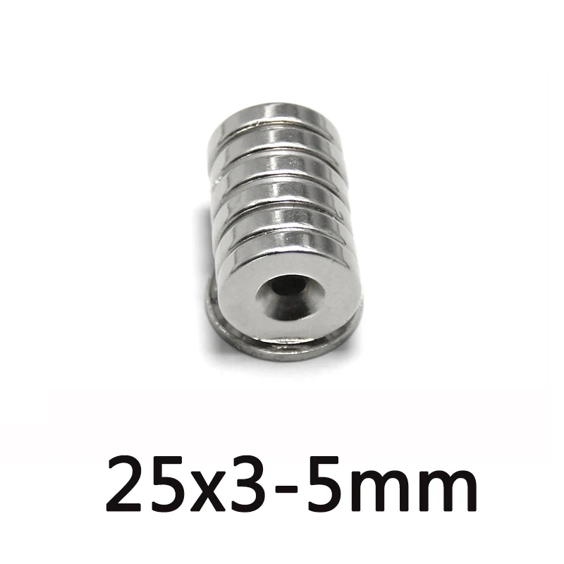 

25x3-5mm N35 Super Powerful Magnetic Magnets 25*3mm Hole 5mm Permanent Neodymium Magnet 25x3-5mm Small Round 25*3-5