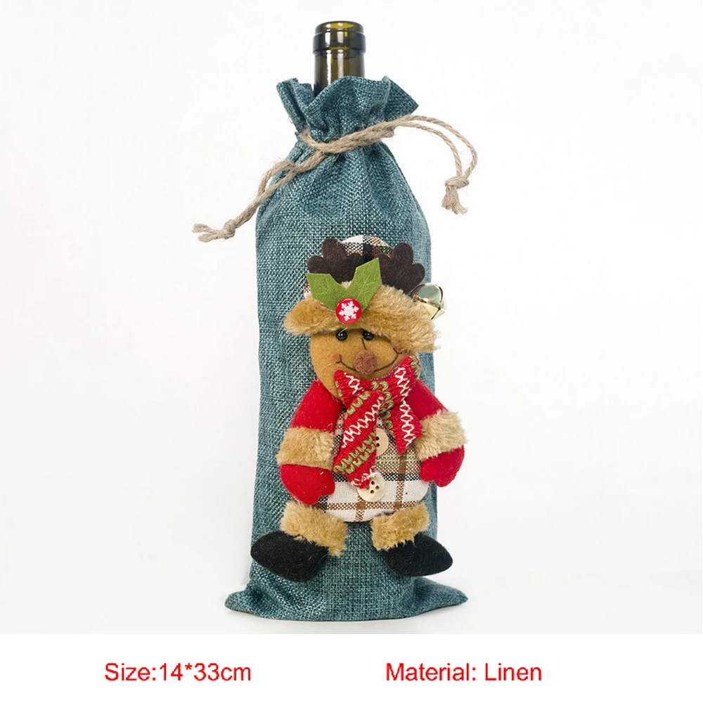 44 стиль Рождественская крышка для бутылки с красным вином сумки для домашнего украшения сумки для хранения Рождественский подарок покрытие для бутылки в виде Санта-Клауса Прямая поставка - Цвет: Blue  Elk