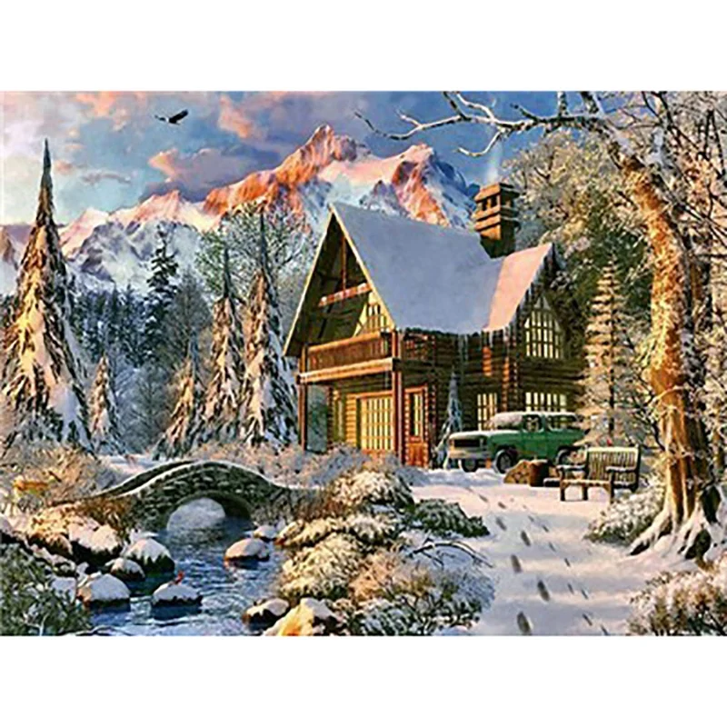

Diamond Embroidery Cross Stitch Snow Scenery Drilling Diamond Painting Christm As Tree Picture Christmas Gifts Home Decoration