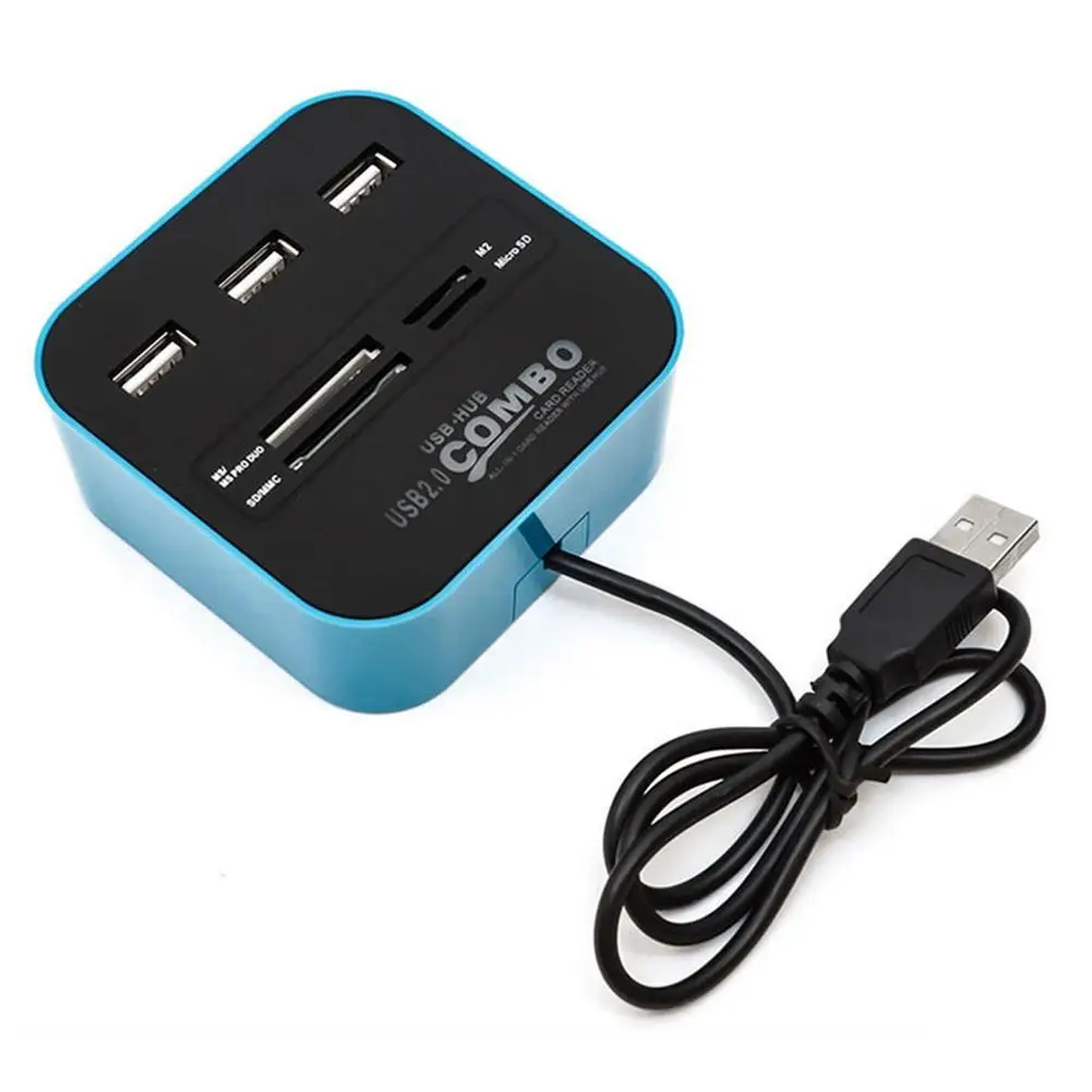 Высокоскоростной USB 2,0 концентратор 3 порта с кардридером мини концентратор USB комбинированный все в одном многофункциональный USB 2,0 кардридер концентратор# N