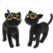 Jouets en peluche chat noir dessin animé mignon, oreiller à nœud Fran, jouets apaisants pour bébé, jeu de frisson, poupées, décor de chambre, cadeaux pour filles