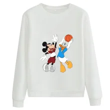 Disney Mickey Mouse kaczor Donald z nadrukiem modna bluza wiosenna i jesienna O-Neck luźny pulower tanie i dobre opinie Wiosna i jesień Na co dzień Daily CN (pochodzenie) Pełne COTTON POLIESTER Drukuj REGULAR Z okrągłym kołnierzykiem