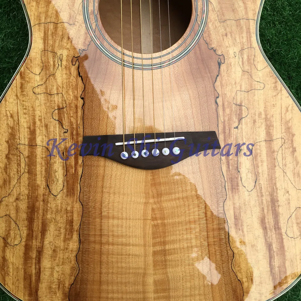 Spalted maple top Акустическая гитара Гриф и мост ручной работы качественная акустическая электрогитара