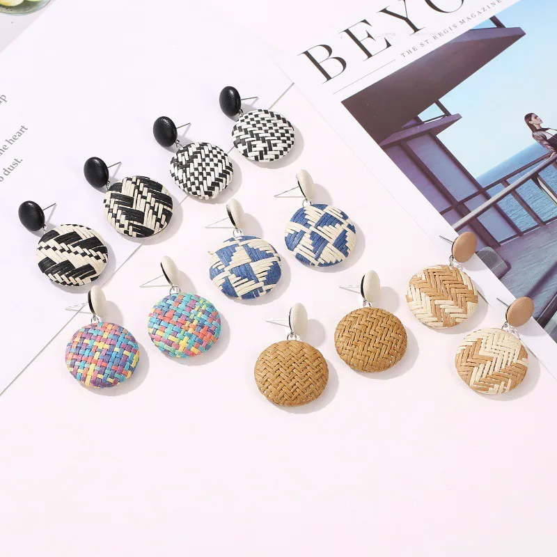 

Geometric Round Fabric Earrings for Women Fashion Trendy Charms Statement Elegant Dangle Drop Earring Jewelry Gift for Girls
