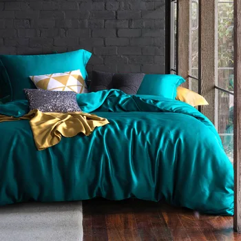 

Spring and Summer Simple 60 Double-Sided Solid Color Tencel Four-piece Set Plain Color Viscose Double Fitted Bed Sheet Sheet 1.8