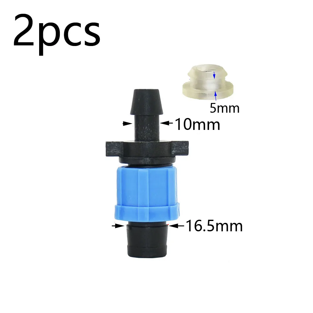 2pcs 16mm Micro Irrigation Drip Tape Connectors Tee Repair Elbow End Plug Tap Fittings Locked Hose Joints Greenhouse Coupler