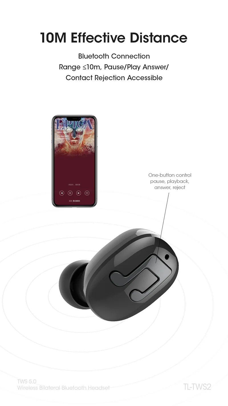 Bluetooth наушники TWS22 одиночные и бинауральные спортивные наушники 3D стерео гарнитура наушники-вкладыши с микрофоном для мобильного телефона