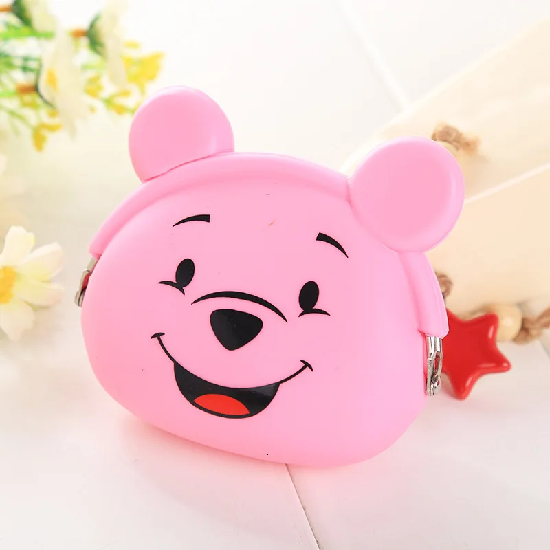 New Fashion Lovely Kawaii Candy Color Cartoon Animal Women Girls Wallet Multicolor Jelly Silicone Coin Bag Purse Kid Gift#EDS - Цвет: PinkBear