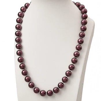 

Round 10mm Pearls Beads For Deep Purple Synthetic Pearls Pearls Charm Necklace Jewelry Birthday Women Ladies Gifts 18inch H851