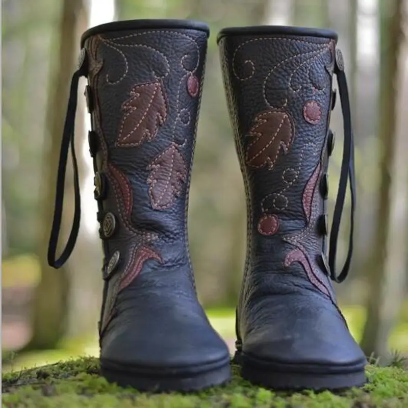 Зимние сапоги; женские сапоги до колена; зимняя обувь; женская обувь; zapatos mujer sapato; винтажные сапоги-гладиаторы; модные меховые ботинки; HP1674