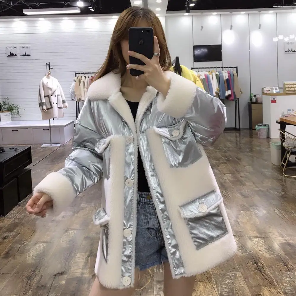

abrigos mujer invierno 2019winter coat women 90% white duck down jacket patchwork wool blends real price parka plus size clothes