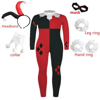 

2020 Halloween costume for kids clown female Harry Quinn anime Cosplay costumes Carnival Christmas Party clothing COS Jumpsuit