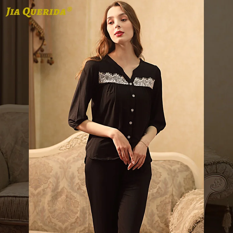 

Modal Pj Set Pj S Loungewear New Women Pajamas Pajamas Set Homesuit Homeclothes Fashion Style Pyjamas Women Casual Style Solid