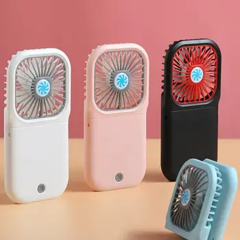 

USB Mini Electric Fan Summer Portable 3 Gears Foldable Rechargeable Plastic Cooling Fan with Lanyard Home Outdoor Supplies