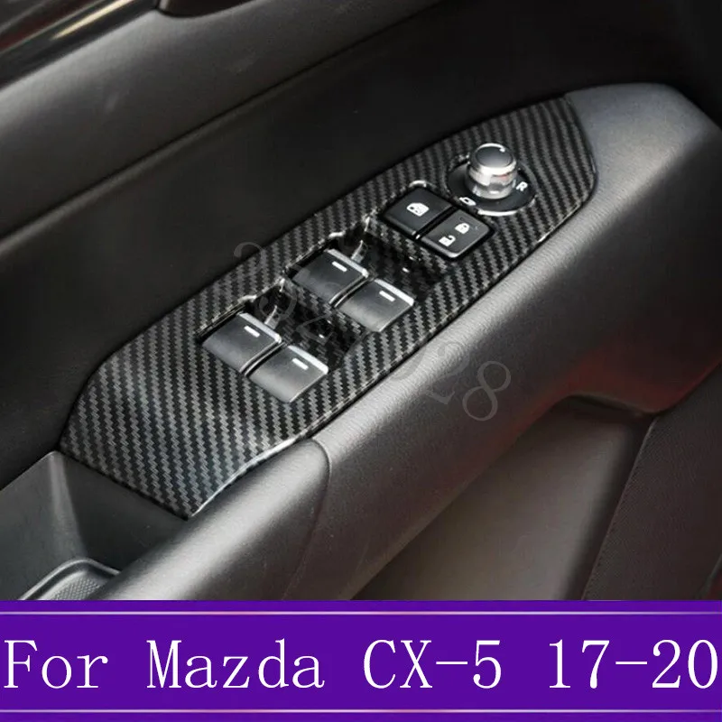Подходит для Mazda CX-5 CX5- ABS углеродное волокно аксессуары для салона автомобиля стеклоподъемник переключатель Крышка отделка внутри подлокотника рама