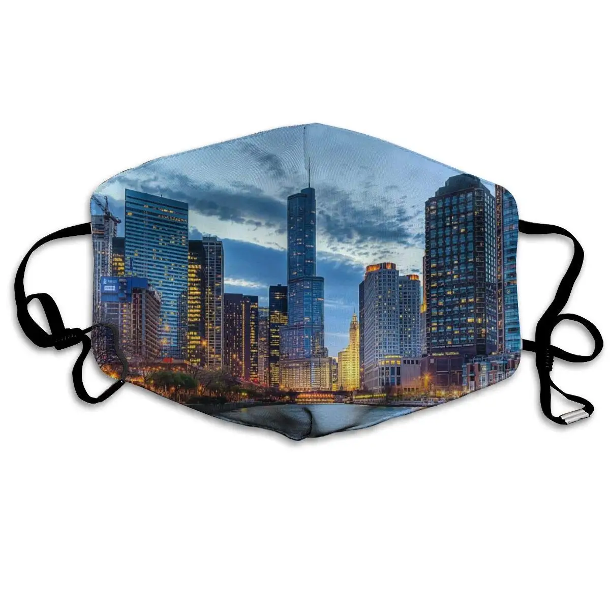 

Breathable Anti Dust Mouth Mask with Adjustable Earloop, Warm Windproof Reusable Washable Half Face Mask, USA Chicago Skyline
