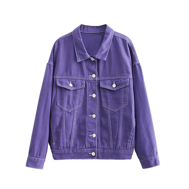

D5ly-7001 Europe And America WOMEN'S Dress 18 Autumn New Style Fold-down Collar Open Wire WOMEN'S Denim Coat