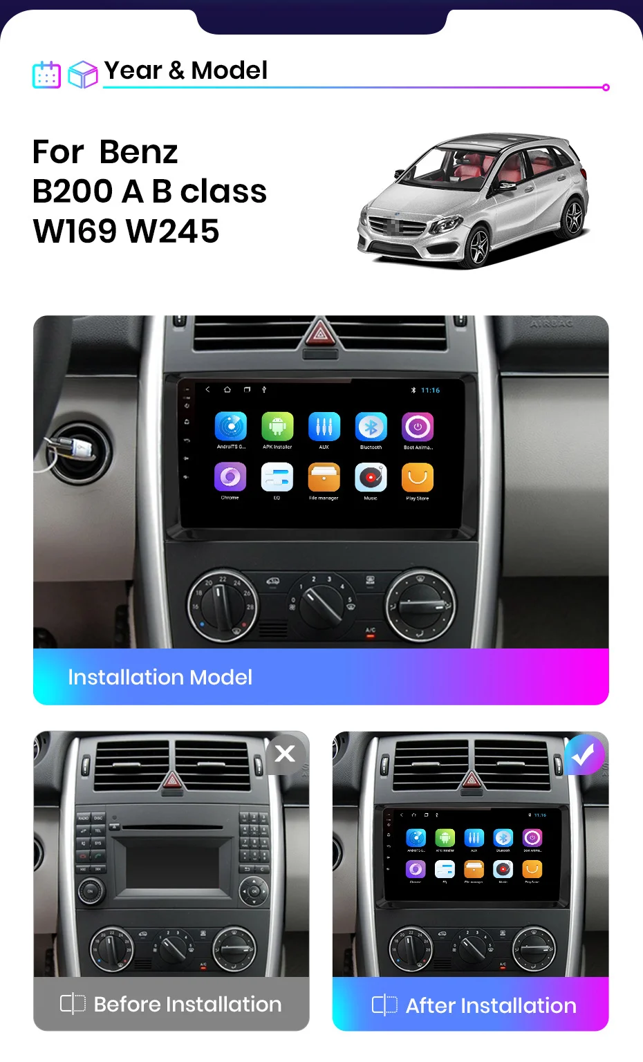 Junsun V1pro AI Voice For Mercedes Benz B200 A B Class W169 W245 car