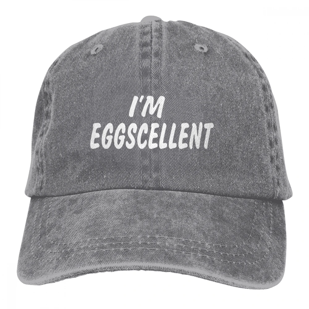 I'm Eggscellent Casquette черные унисекс Мужские Женские джинсовые бейсболка с ремешком кепки Регулируемая шляпа для гольфа папа