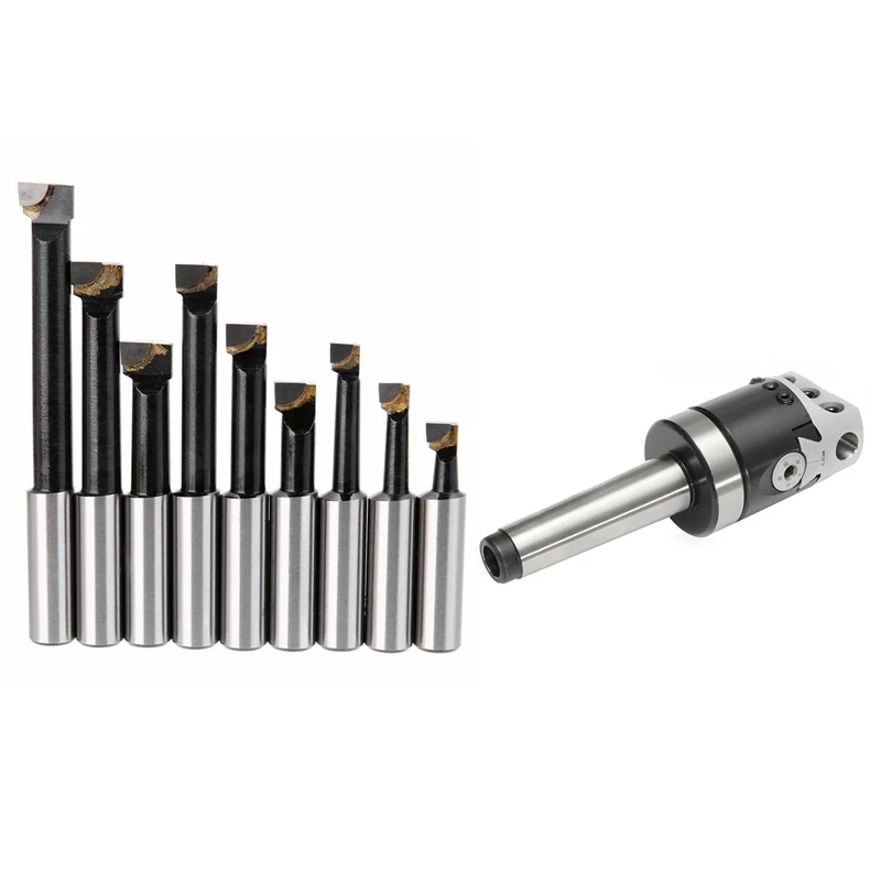 

2 Set Boring Bar Set for Lathe Milling Tool: 1 Set Hard Alloy Shank Boring Bar Set 12Mm for 2 Inch 50Mm Boring Head & 1 Set 50Mm