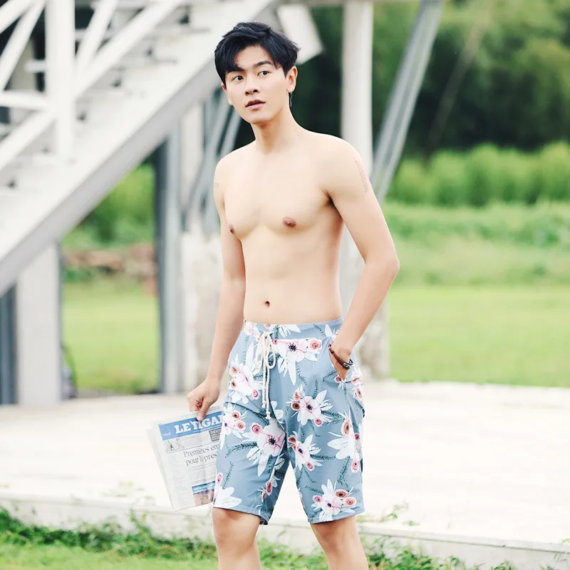 

Bubble Hot Spring Pants Men's Fashion Loose Trend MEN'S Beach Pants Thin Big Flower Trunks Men's Seaside Holiday Summer