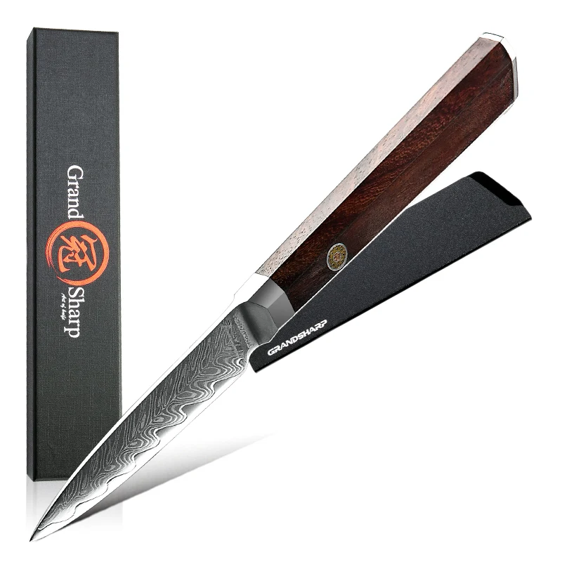 

3.5 Inch Paring knife Japan Damascus VG10 Steel Fruit Peeler Knife Kitchen Knife Vegetables Cutlery Cooking Knives GRANDSHARP